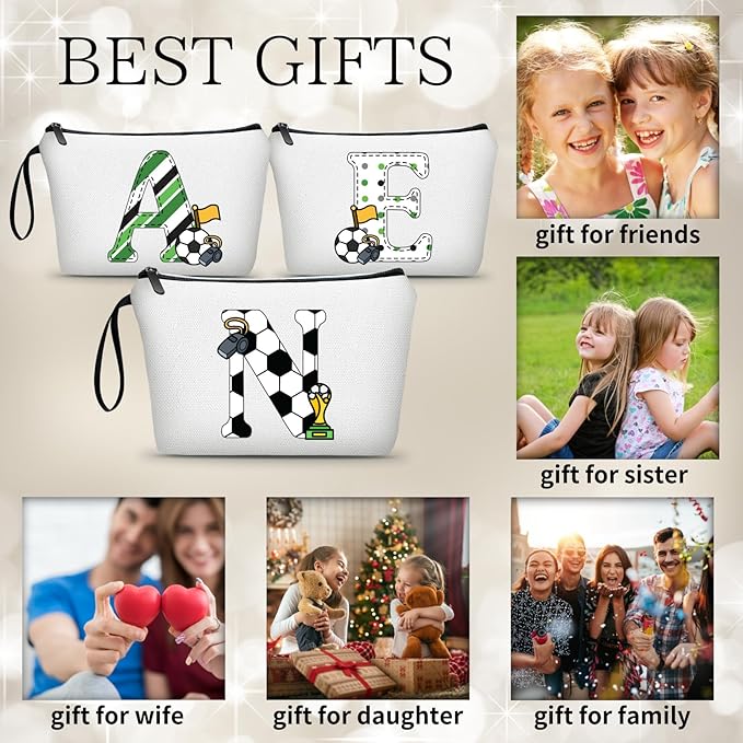 ARIOSEY Soccer Gifts Personalized Soccer Ball Cosmetic Bag for Purse Birthday Inspirational Gifts for Girls Women Team Coach Mom Stuff Travel Organizer-N