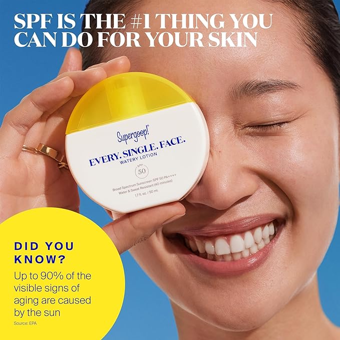 Supergoop! Every. Single. Face. Watery Lotion - 1.7 fl oz - Broad Spectrum SPF 50 PA++++ Sunscreen Lotion - Water & Sweat Resistant - All Skin Types