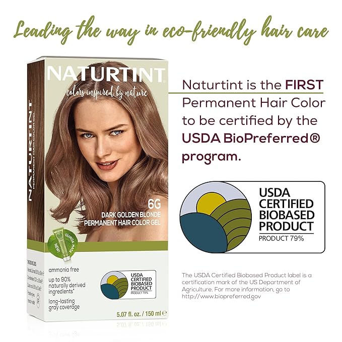 Naturtint 6G Dark Golden Blonde Permanent Hair Color (Pack of 6), Ammonia Free, Vegan, Cruelty Free, up to 100% Gray Coverage, Long Lasting Results (Packaging may vary)