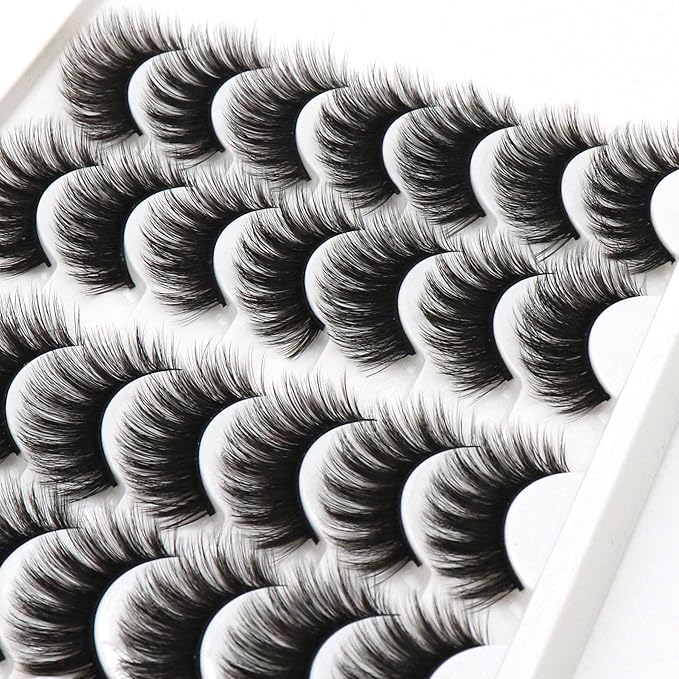 Losha Eyelashes Natural Look Faux Mink Lashes Pack Handmade Fluffy False Eyelashes 14 Pairs Eye Lashes (70)