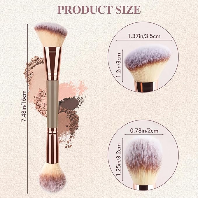 3PCS Angled Blush Brush, Double Ended Makeup Brush for Blush, Slant Brush for Contour and Highlighter, Perfect for Makeup with Powder