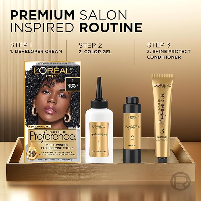 L'Oreal Paris Superior Preference Luminous Fade-Defying Permanent Hair Color, Hair Dye For Up to 9 Weeks of Radiance, Dark Brown 4, 1 Hair Dye Kit (Pack of 2)