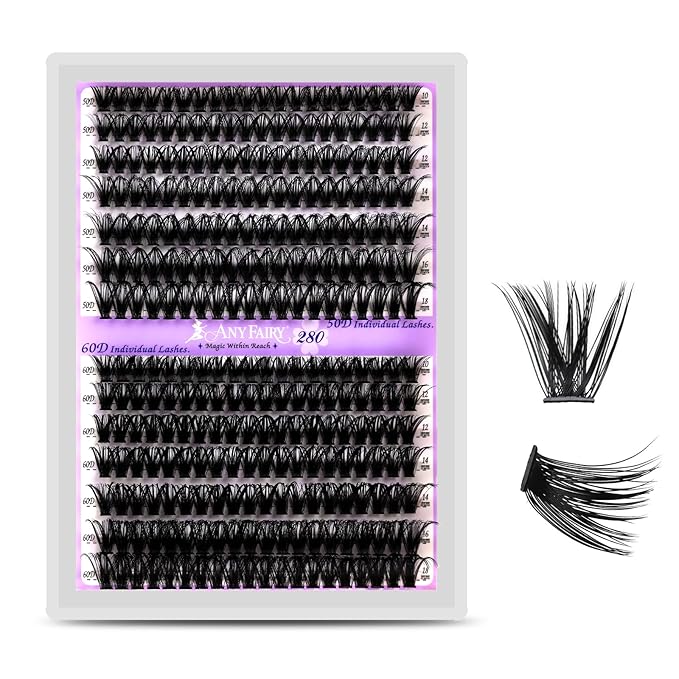 Lash Clusters Wispy Eyelash Clusters 280pcs 10-18mm Cluster Eyelash Extensions 50D 60D Individual Lashes for Self Application （Sylph 50D&60D, 0.07D）