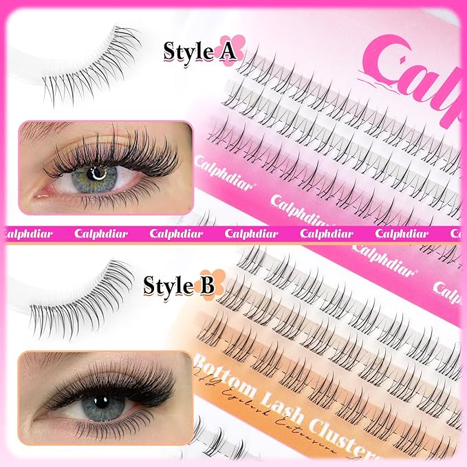 Bottom Lashes Natural Bottom Lash Clusters 4 Styles Lower Eyelash Extension Individual Lashes 216pcs Clear Thin Band Bottom Eyelashes Clusters DIY Lower Lashes Extensions by calphdiar