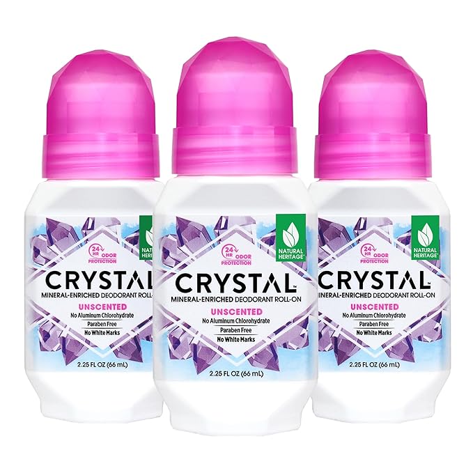 CRYSTAL BODY DEODORANT Roll-On - Unscented Susan G Komen (2.25 fl oz) - 3 Pack - Packaging May Vary