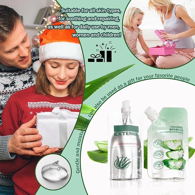 JunKuJK 2PCS Moisturizing Gel for Face & Body,Non-sticky Gel After Sun Aloe Lotion Skin Care,Fast Absorbing Long Lasting Refreshing Hydrating Face Moisturizer for All Skin Types 010