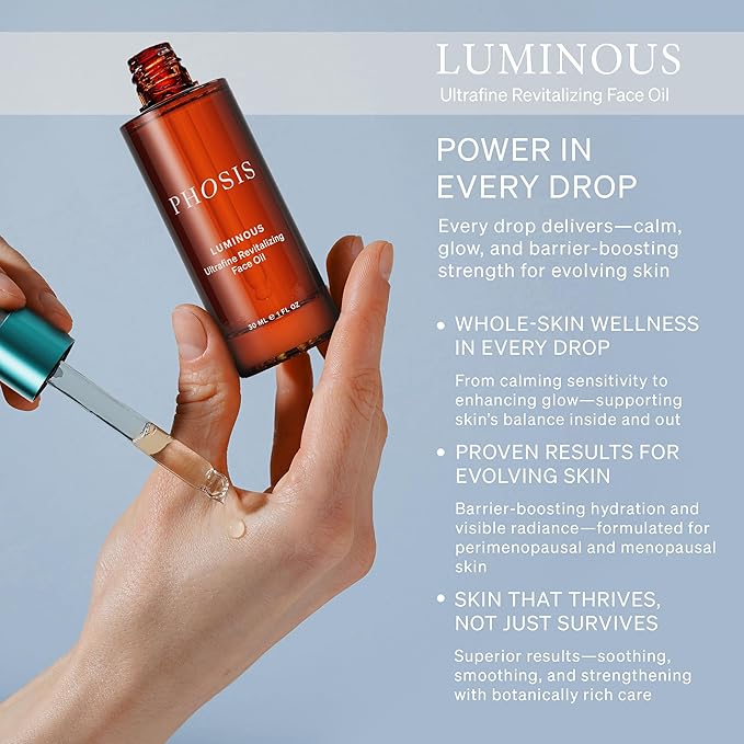 Phosis Revitalizing Face Oil and Luminous Calm Deep Hydration Cream Set - Moisturizer Duo for Dry, Sensitive, & Peri & Menopausal Skin with Vitamin C, Ceramides & Botanicals - 1.7 fl oz + 1.0 fl oz