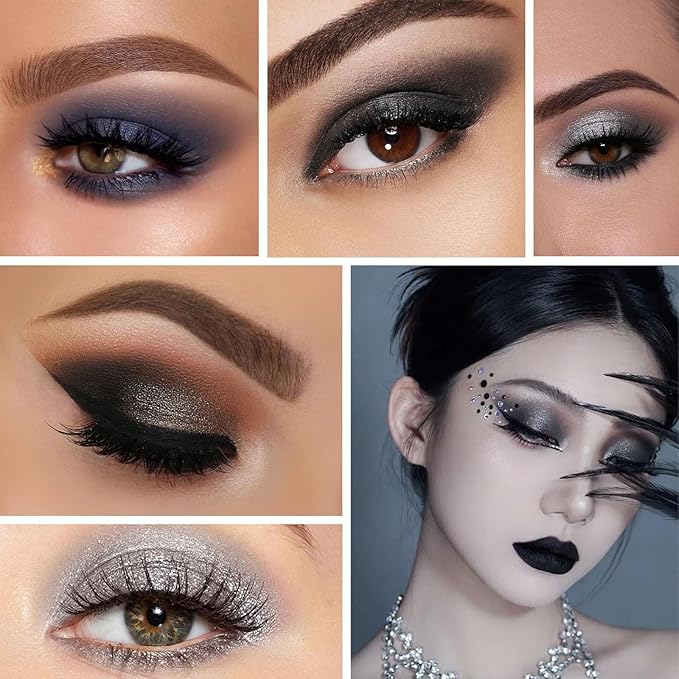 K'APEINE 25 Color Black Eyeshadow Palette, Smoke Eyeshadow Palette Silver Smokey Eye Shadow Matte Velvet & Metallic Shimmer Cool Smoky Dark Shades for Goth Makeup No Fading, Long Lasting Waterproof