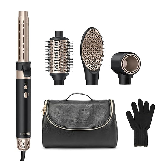 Infiniti PRO CONAIR Wet-to-Dry Styling Wand, Multi Hair Styling Tool for Curls, Waves, Blowouts, and Volume, 4 Attachments & Storage Bag, Amazon Exclusive, Black