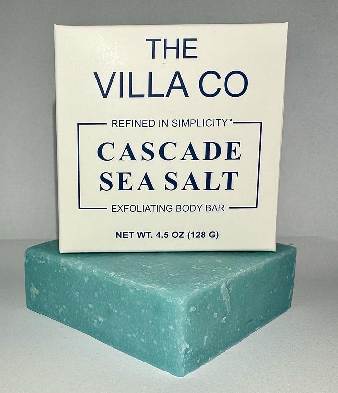 The Villa Co - Cascade Sea Salt | 4.5oz Exfoliating Body Bar for Men | Artisan Made in USA | Natural Ingredients | Sea Salt | Refined in Simplicity