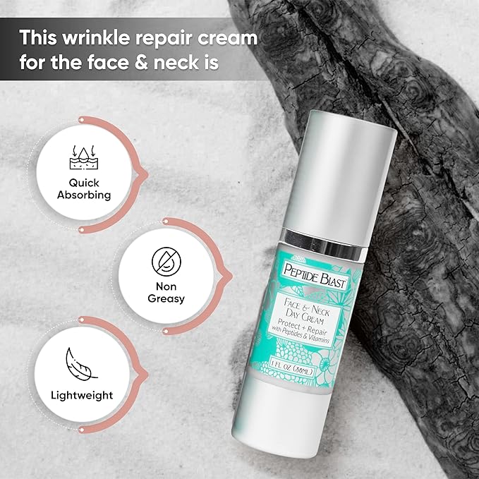 St. Croix Products: Peptide Blast DAY CREAM Packed with Collagen Peptides, and Vitamins C & E – For Face & Neck - 1oz.