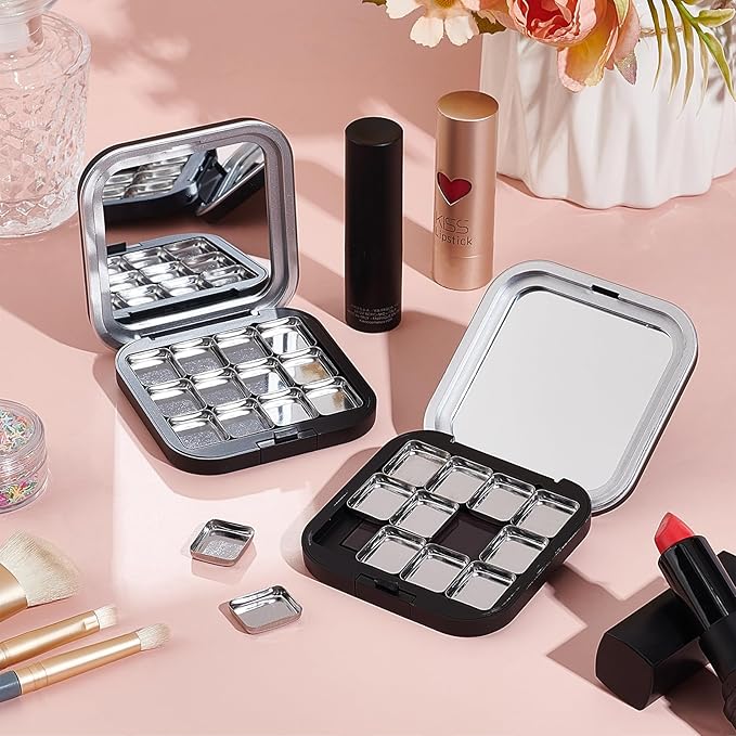 NICENEEDED 2 Pcs Empty Eyeshadow Palettes, 12 Grids