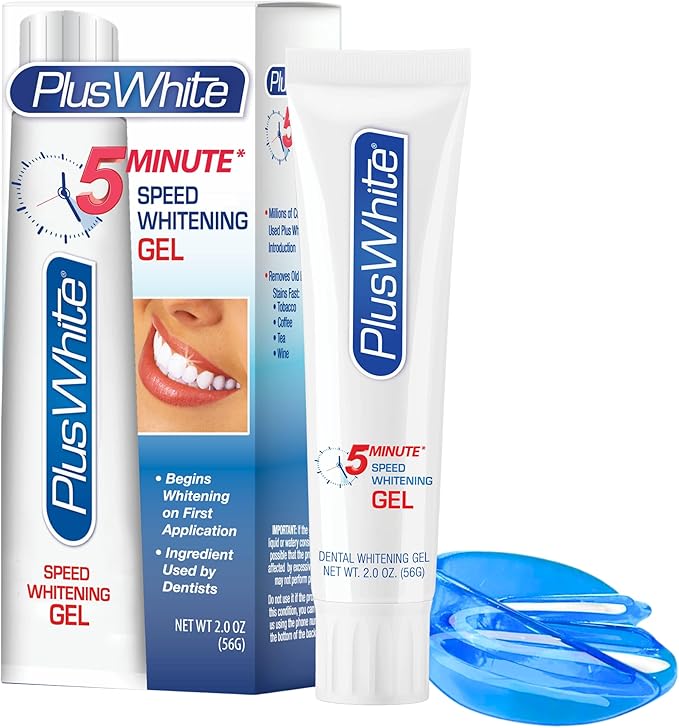 Plus White Whitening Kit - 5 Minute Speed Whitening Gel & Comfort Fit Mouth Tray - Professional Teeth Whitening Kit w/Dentist Approved Ingredient for Tooth Whitening (2 oz)