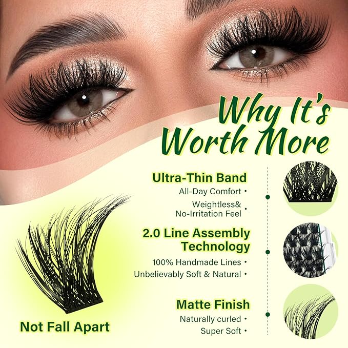 DIY Lash Extension Kit KEYYOU 144pcs Lash Clusters Eyelash Extension Kit with Mascara Brush Bond and Seal Lash Glue Remover Lash Applicators Lash Brush for DIY Lash Extensions (Y24 KIT)