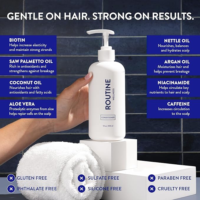 Routine Wellness Anti-Thinning Deep Conditioner for Thinning Hair - DHT Blocker for Hair Loss in Men & Women - Promotes Healthy Hair - Lavender & Cedar 14oz
