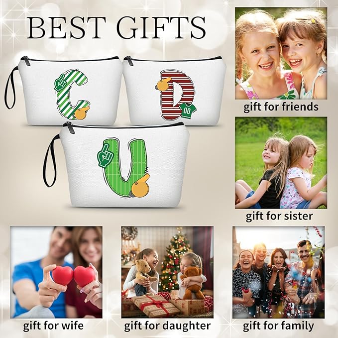 ARIOSEY Football Initial Birthday Graduation Gifts Cosmetic Travel Toiletry Bags Football Accessories Party Favors for Women Girls Daughter Niece Team Coach Friends -U