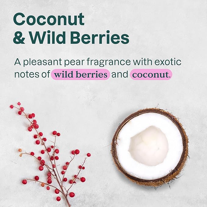 ATTITUDE Body Wash, EWG Verified Shower Gel, Dermatologically Tested, Plant and Mineral-Based, Vegan Personal Care Products, Coconut & Wild Berries Scent, Bulk Refill, 67.6 Fl Oz