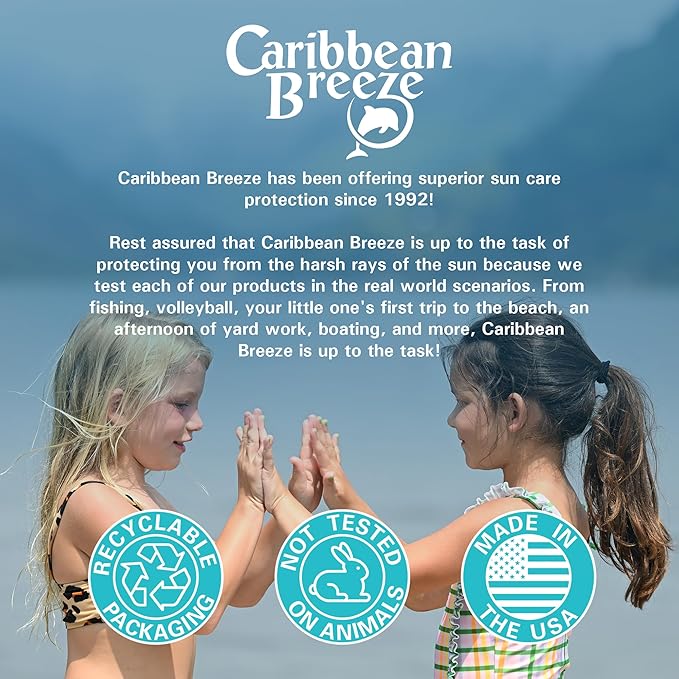 Caribbean Breeze Kids Sunscreen Spray SPF 50 Lotion, Mango Scent Lime Fragrance Tanning Sunscreen Spray On Sunscreen with Green Tea & Pomegranate Extracts, 8.5 oz (250 ml)