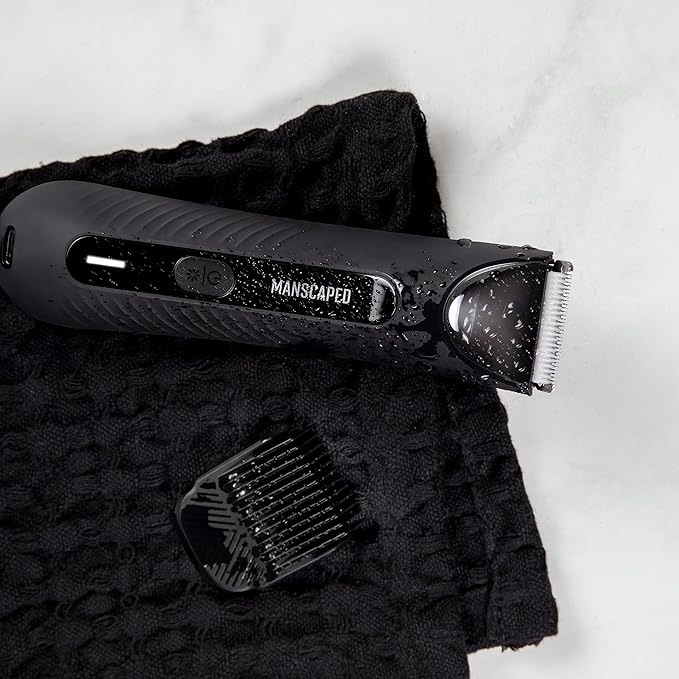 MANSCAPED® The Lawn Mower® 3.0 Plus Groin & Body Hair Trimmer – Updated SkinSafe® Trimmer Blade, Waterproof Wet/Dry Groomer, USB-C Rechargeable, Men’s Wireless Ball Shaver, Tuxedo Black