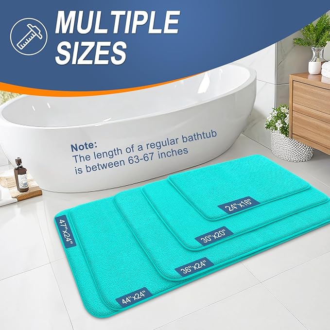 OLANLY Thick Memory Foam Bath Mat Rug 30x20, Extra Soft Absorbent Bathroom Rug, Quick Dry Bath Mats, Non-Slip, Machine Washable Carpet for Bathroom, Tub and Shower, Home Decor Accessories, Teal