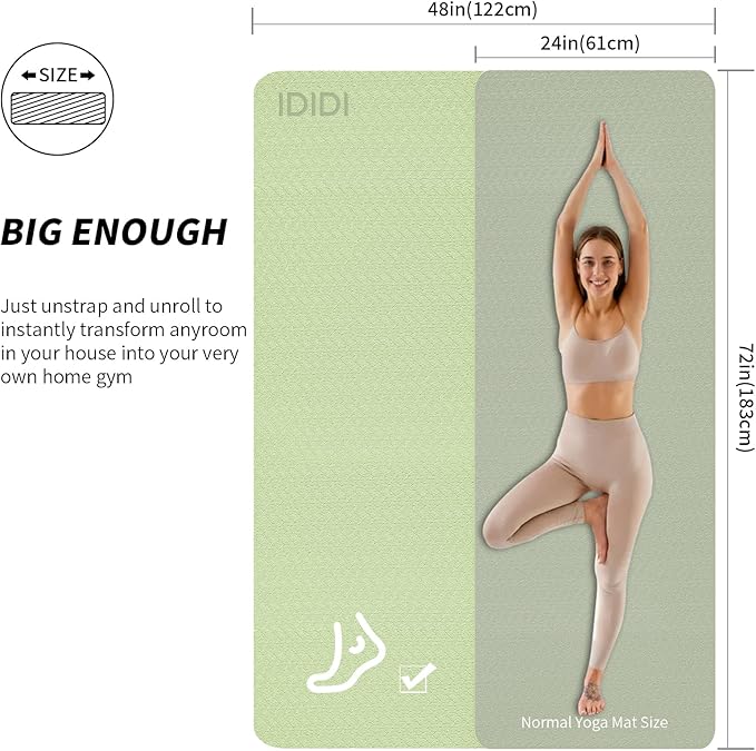 Large Yoga Mat (6'x 4') - Extra Long and Wide Workout Mat for Men and Women,Non-Slip POE 0.32''/0.4'' Thick Fitness Mat, Eco-Friendly, Thick Wide Exercise Mat for Home Workouts,Ideal for Yoga and Pilates.