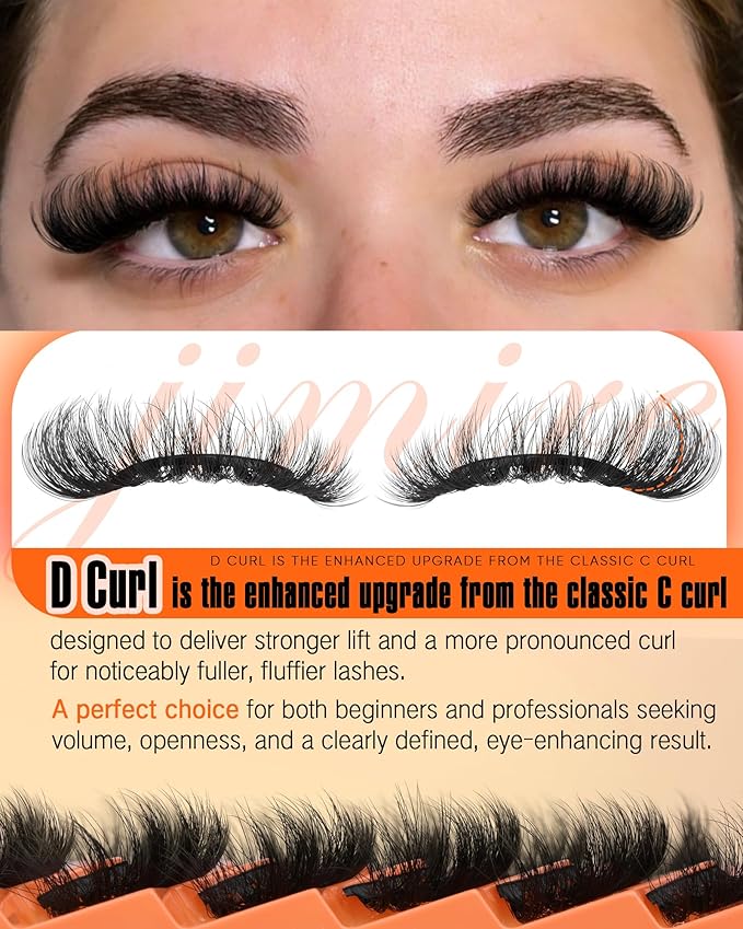 Mink Lashes Fluffy False Eyelashes Full Volume Lashes 18MM D Curl Wispy Faux Mink Lashes Dramatic Look Cat Eye Lash Extensions by JIMIRE