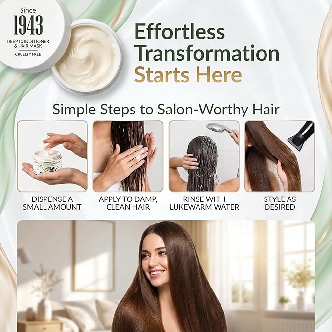 VITAMINS hair cosmetics Keratin Hair Mask - Protein Repair Keratin Treatment - Deep Conditioner for Dry, Damaged, Curly, Straight & Frizzy Hair with Biotin, Collagen & Castor Oil - 13.5 Fl Oz