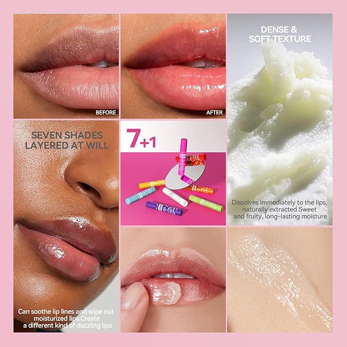 8PCS Tinted Lip Balm with Vaseline, Balm,