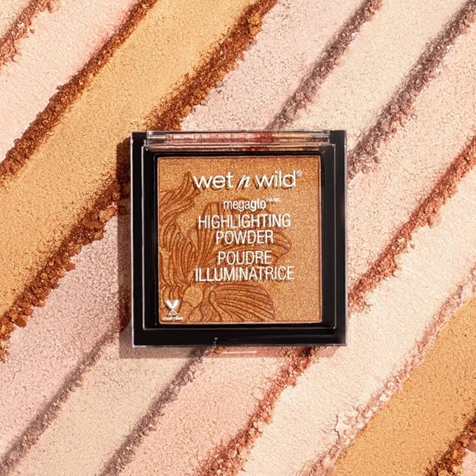 wet n wild MegaGlo Highlighting Powder, Highlighter Makeup, Shimmer Glow, Pink Rose Gold Blossom Glow