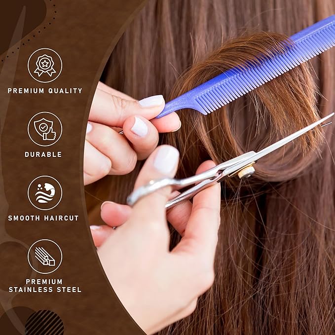 Ruvanti Hair Cutting Scissors - Professional Barber Premium Shears For Salon And Home Use, Sharp & Durbale Stainless Steel Blades for essential hair care & grooming, Comfortable Grip Handles