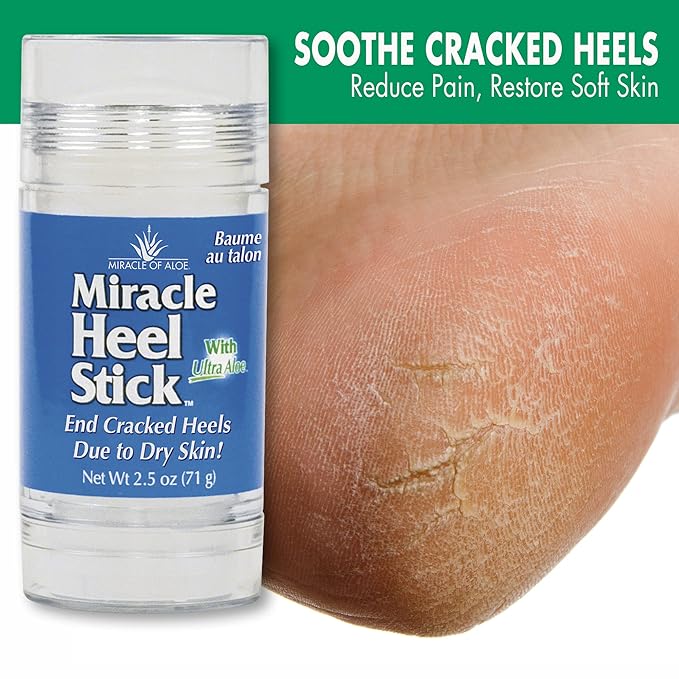 Heel Balm for Dry Cracked Feet - Miracle Heel Stick for Cracked Heel Repair - Heel Balm Stick for Cracked Heel Treatment - Formulated with Pure Aloe Vera, Tea Tree Oil, Shea & Cocoa Butters | 2.5 oz