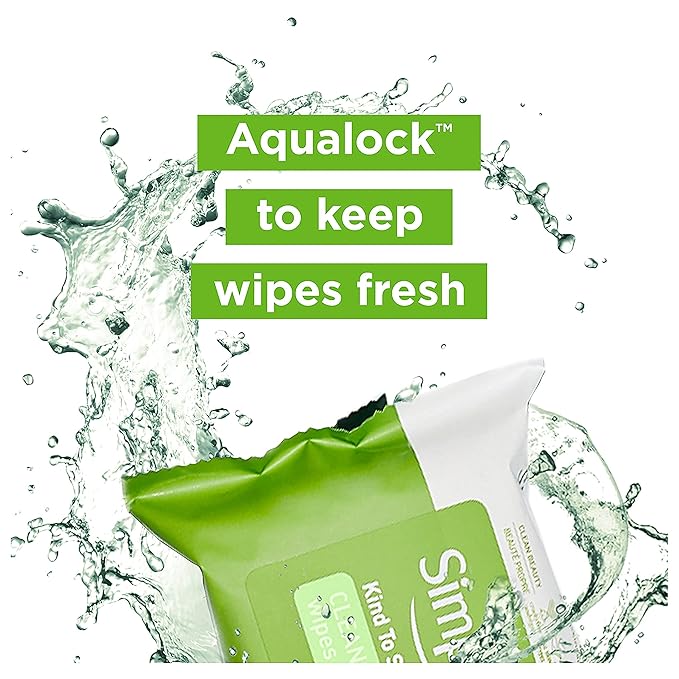 Simple Kind to Skin Facial Wipes Gentle and Effective Makeup Remover Cleansing Free from color and dye artificial perfume and harsh chemicals, 25 Count (Pack of 2)