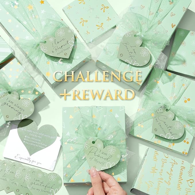 Teen Girl Gifts Trendy Stuff, 10 Positive Affirmation Cards & Empowering Challenges to Unlock 10 Wrapped Makeup Gift Set Motivational Birthday Valentines Day Gift Basket for Tween & Teenage Girls