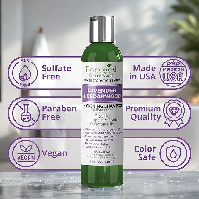 Lavender & Cedarwood Thickening Shampoo for Thinning Hair, Thickening Products for Women & Men, Hair Growth Shampoo