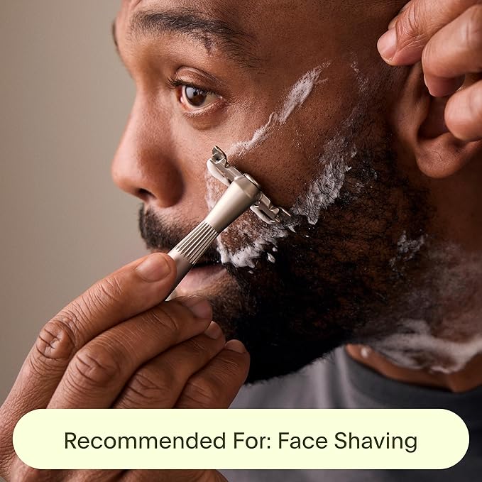 Leaf Thorn Razor by Leaf Shave, All-Metal Single Blade Razor for Men and Women, Fixed Head with Magnetic Load Assist, Includes 5 Stainless Steel Blades - Face Shaving and Coarser Hair - Black