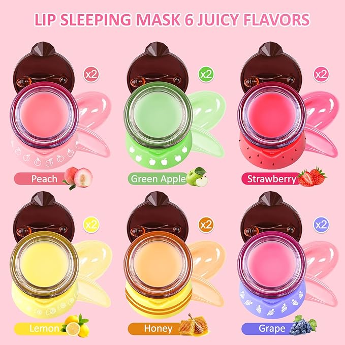 VISRIE 12 PCS Bee Lip Balm Honey Pot, Lip Mask Overnight Moisturizing Honey Balm Lip Balm with Stick, Sleeping Lip Mask for Dry Cracked Lips