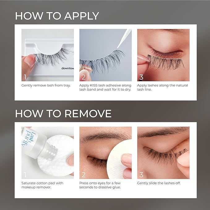 KISS Triple Push-Up, False Eyelashes, 'Babydoll', 12mm-14mm, Includes 4 pairs of false eyelashes, Easy to Apply, Reusable Lash Clusters