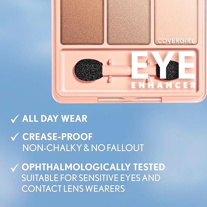 COVERGIRL Eye Enhancer, Night Sky, Eyeshadow Quad, Easy to Wear, Clean & Vegan, Talc-Free, Matte & Shimmer Finishes, Smudge-Proof, 0.19oz