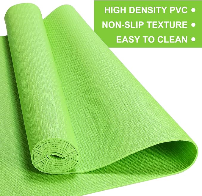 Funtery 3 mm Thick Yoga Mat Exercise Workout Mat Non Slip Fitness Pad for Women Gym Home Yoga Pilates