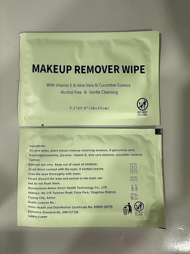 Makeup Remover Wipes Individually Wrapped, 300 Pcs Facial Cleansing Towelette Travel Size, Alcohol-Free, Gentle for Removing Makeup, Oil, Dirt