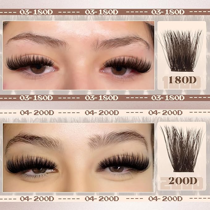 Brown Lash Extensions Gently Fluffy Eyelash Clusters Dark Brown Lash Clusters Clusters Salon Eyelash Extensions 130D 150D 180D 200D Volume Lashes Value Pack Pestañas Postizas Marrón (208Pcs, 10-16MM)