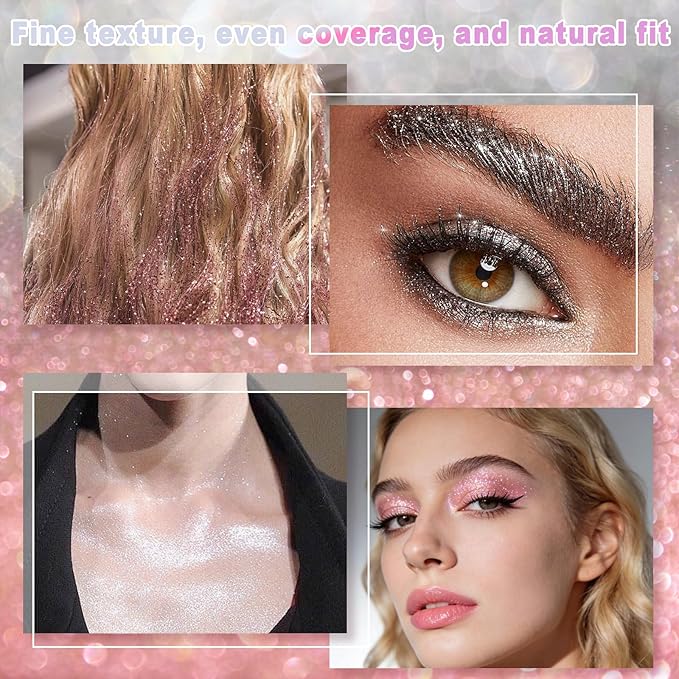 Hair and Body Glitter Spray,Long Lasting Quick-Drying Shimmer Mist for Music Festival Revelry, Nightclub Parties and Balls,Hairspray for Clothes, Face Glitter Spray 4.22 Fl Oz (Silver and Pink)