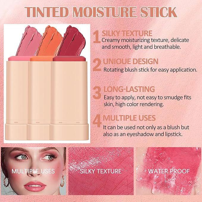 DAGEDA Cream Blush For Cheeks, 2-in-1 Face Blush (Hot Red)