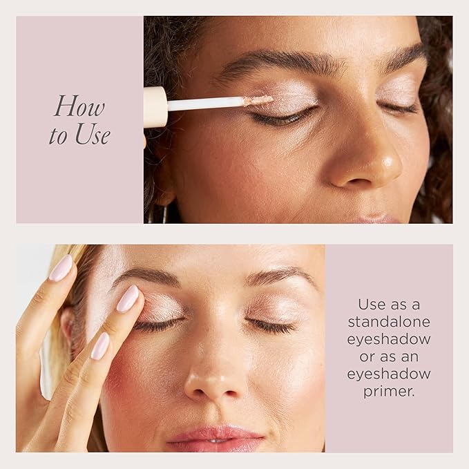 PÜR MINERALS Creamy Eyeshadow & Primer with Peptides, On Point Tint (Suede) - Buildable, Cream-to-Powder Formula for Light to Medium Coverage - Shimmery, Crease-Resistant Shades- Long-Lasting