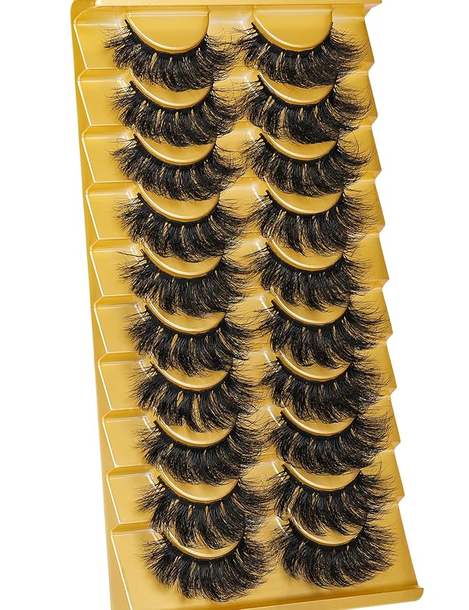Eyelashes Mink Lashes Fluffy Natural Look False Lashes Wispy Full Eye Lashes 8D 20 mm Long D Curl Strip Eyelashes Pack 10 Pairs Reusable Fake Eyelashes That Look Like Extensions by Goddvenus