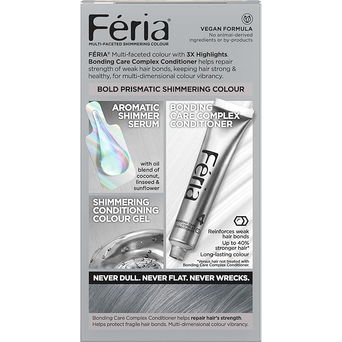 L'Oreal Paris Feria Multi-Faceted Shimmering Permanent Hair Color, Smokey Silver, Pack of 1 Hair Dye Kit