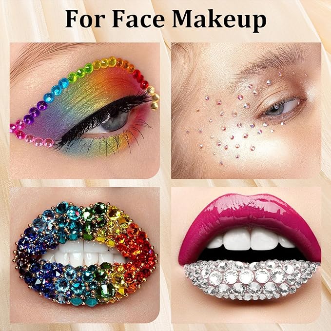 Colorful Face Gems for Makeup Set, Flatback Gorgeous