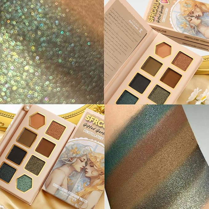 12-Color Zodiac Eyeshadow Palette, Matte Metallic Shimmer Pressed Pigments, Highly Pigmented Makeup Palette for Professional & Daily Eye Makeup (8284 Gemini)