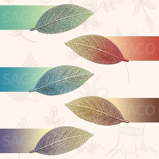 Glitter Silk Leaf Hair Clips 10Pcs for Girls, 5 Color Sparkling Hair Mini Claw Clips with Secure Grip - Non-Slip Hair Accessories for Women, Daily Party Use
