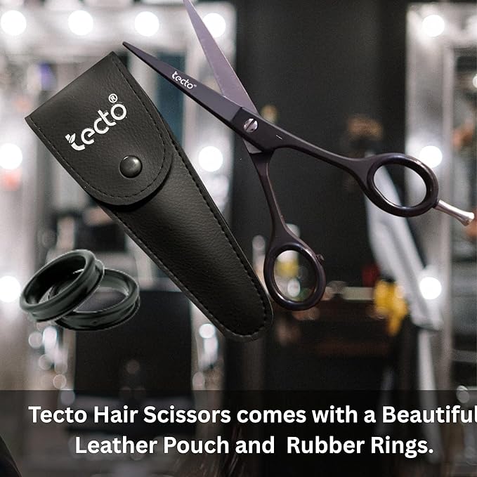 Tecto Barber Scissors, Professional 6.6 inches Stainless Steel Hair Cutting Scissors, Extra Sharp Hair Cutting Scissors For Men/Women with free leather case.